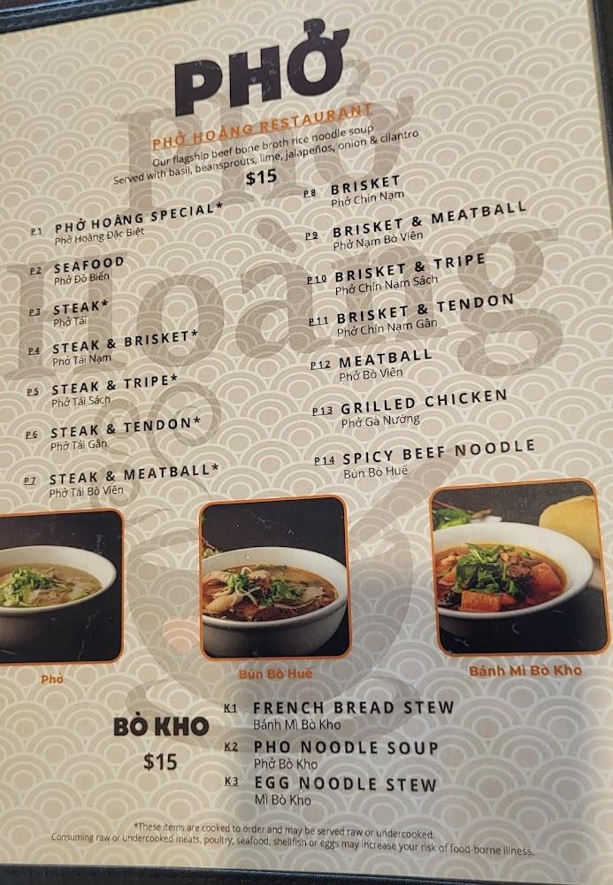 Phở Hoàng Restaurant Menu image 3